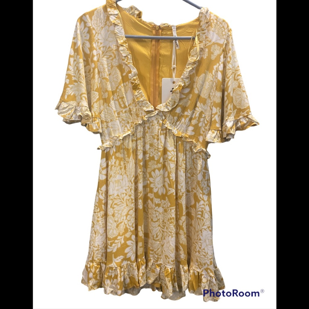 Indikah by Angel Biba Mini Yellow Dress XS